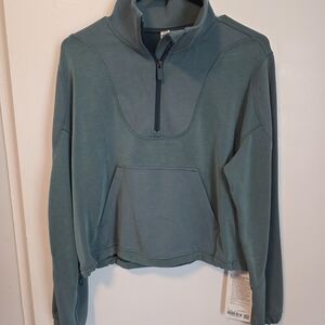 lululemon athletica Brushed Softstreme Ribbed Half Zip Green Jasper